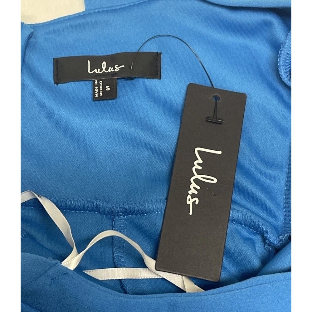 NWT Lulus Glamorous Dedication Blue Wide Leg Square Neck Jumpsuit Women's Small - Picture 8 of 13